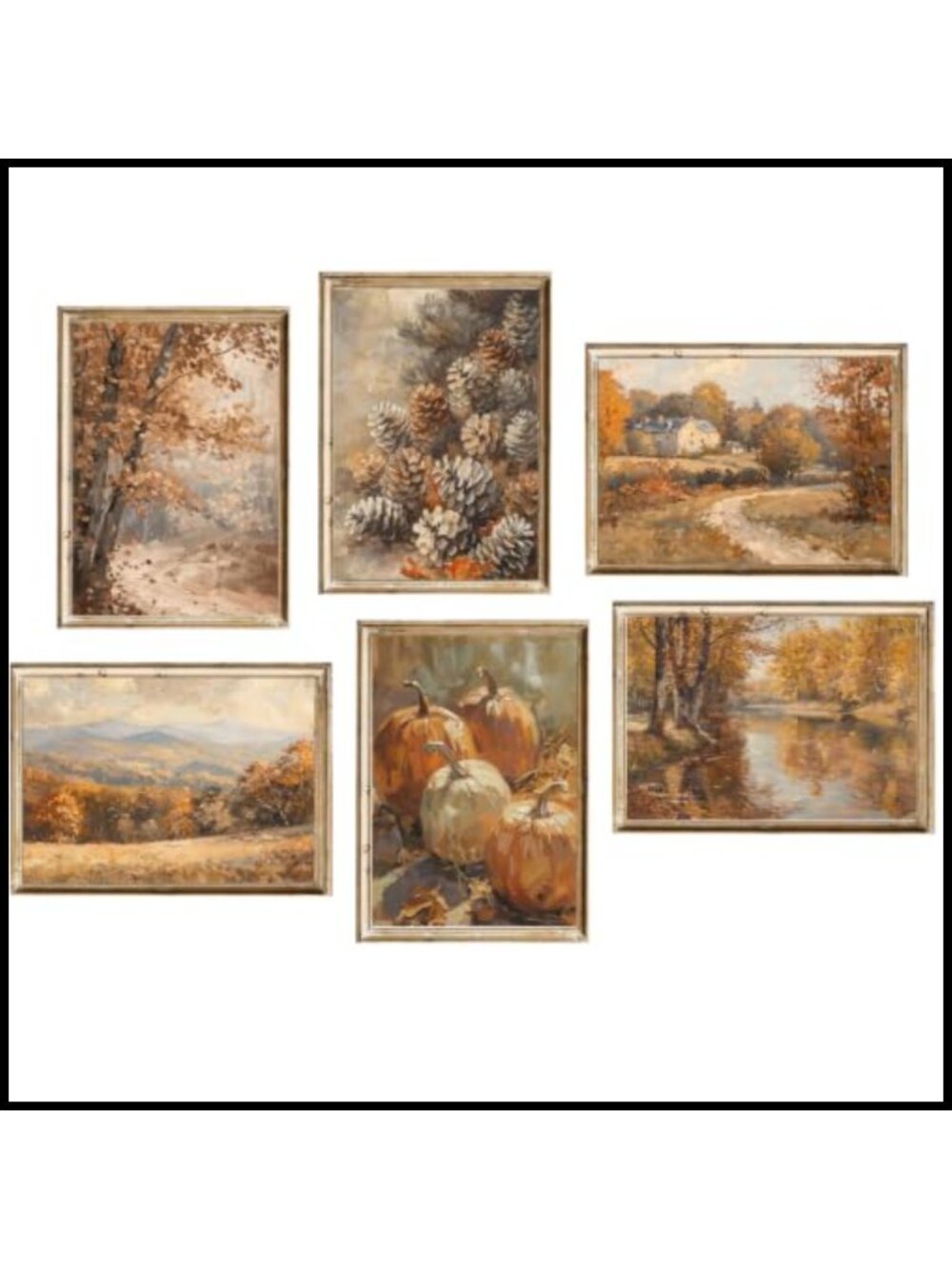 Vintage Farmhouse Fall Art Prints Set of 6 Unframed 8x10 Landscape